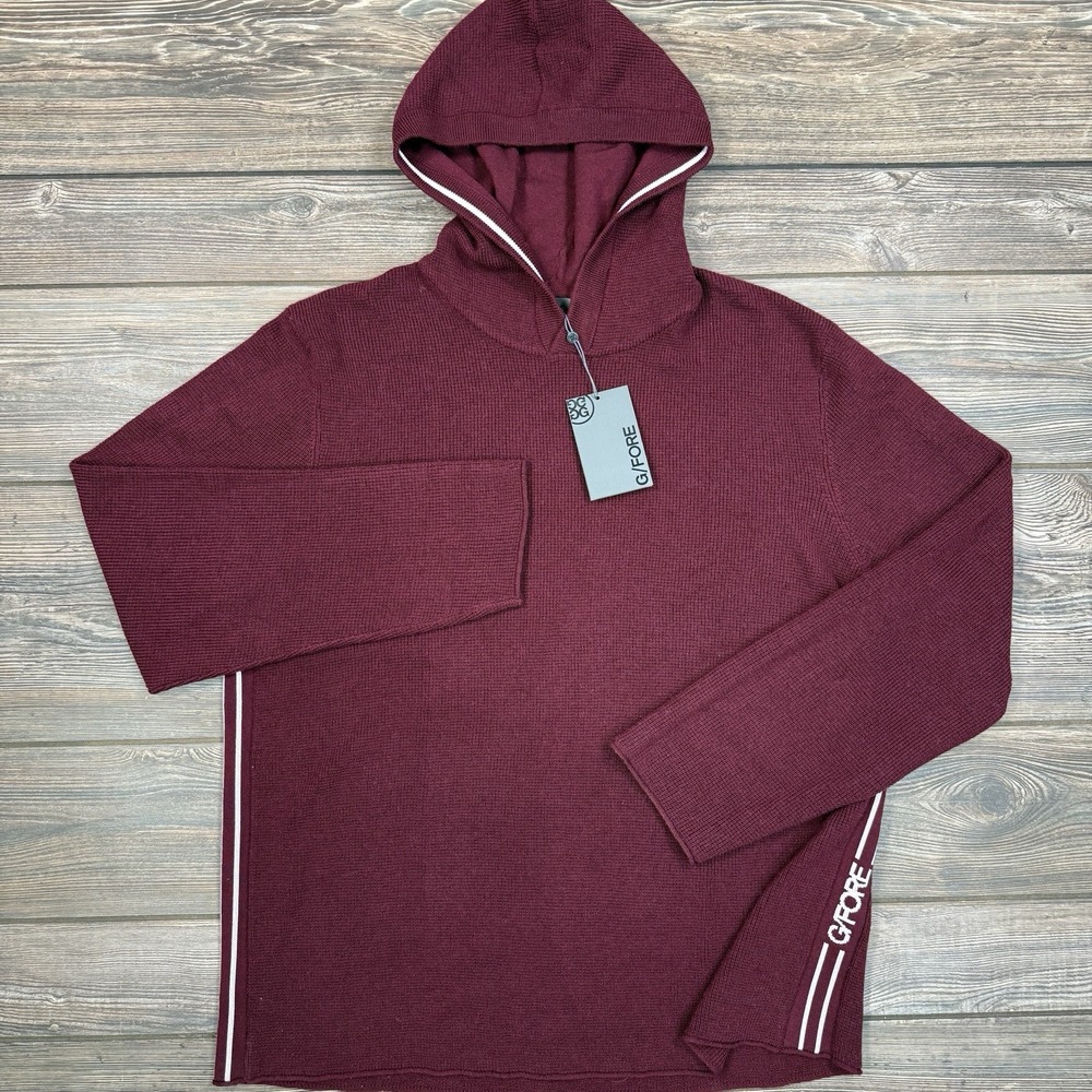 G/FORE Waffle Stitch Merino Wool Men's Hoodie Rhubarb Golf‎ Size XXL $295